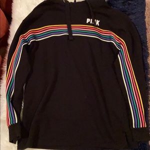 Black pink Hoody with rainbow